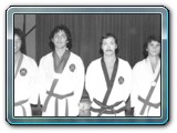 Master Henry with students 2nd Hawaii State Tae Kwon Do Championships Honolulu Hawaii 1978 Left to right Gary Samura, Eddie Gulliver, Master Henry, James Lawn